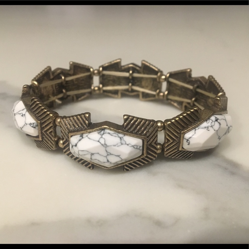 Casted burnished gold and Howlite bracelet